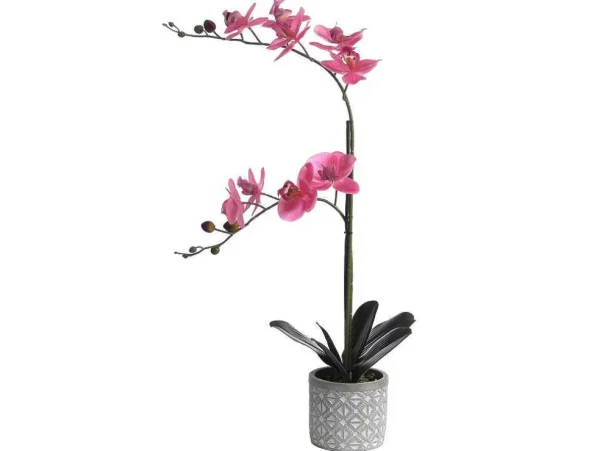 Clearance Kunstorchidee Met Pot Van Cement - H55 X B30 Cm - Roze - Riosane Kunstplant