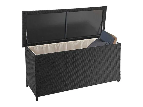 New Kussenbox Van Polyrattan Mcw-D88 Iii, Premium Zwart, 63X135X52Cm 320L Tuinopslag