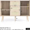 Online Ladekast 120 X 82 X 40 Cm Met 2 Deuren En 3 Laden In Rotan En Sonoma Eiken, Verstelbare Plank, Beige Ladekast