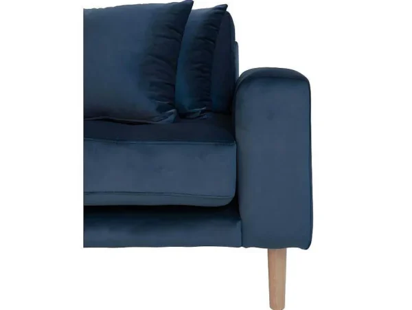 Hot Lido Bank Met Chaise Longue Links Velours Donker Blauw. Hoekbank