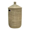 Store Mand Van Zeegras Met Deksel - D39 X H71 - Naturel - Juvami Opbergaccessoire