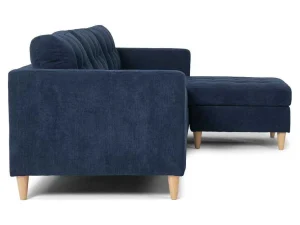 Fashion Marino Bank, Chaise Longue Naar Rechts Of Links Gedraaid In Fluweel Blauw. Modulair