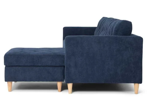 Fashion Marino Bank, Chaise Longue Naar Rechts Of Links Gedraaid In Fluweel Blauw. Modulair