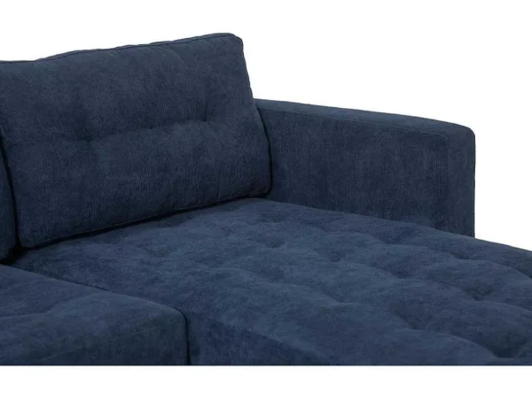 Fashion Marino Bank, Chaise Longue Naar Rechts Of Links Gedraaid In Fluweel Blauw. Modulair