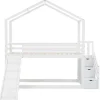 Best Sale Massief Grenen Stapelbed 90X200Cm - Met Opbergtrap En Glijbaan - Wit Kinderbed Stapelbed