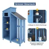 Best Sale Massief Houten Tuinhuis Met Pvc Schuin Dak - 2 Planken 3 Klapdeuren - L124 X D46 X H174 Cm - Blauw Tuinhuis