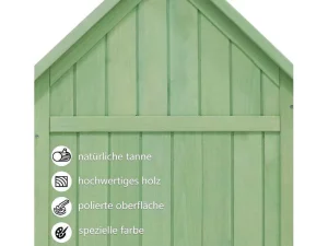 Clearance Massief Houten Tuinhuis Met Pvc Schuin Dak - 2 Planken 3 Klapdeuren - L118 X D54 X H173 Cm - Groen Tuinhuis