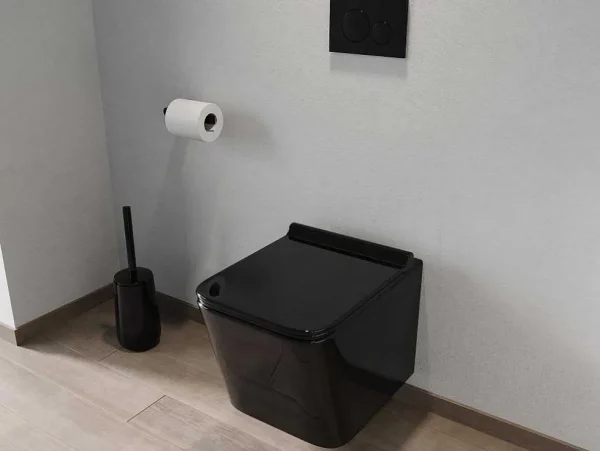 Clearance Mat Zwarte Hang-Wc Van Keramiek Zonder Rand - Clemona Hangend Toilet