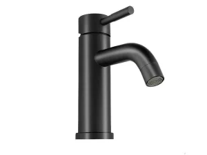 Outlet Mechanische Mengkraan Met Ronde Vorm Van Geborsteld Roestvrij Staal - Mat Zwart - H17 Cm - Salavan Kraan