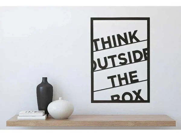 Flash Sale Metalen Decoratie Think Outside The Box 2, Zwart, 50X1,5X70 Cm, Decoratieve Wandplaat