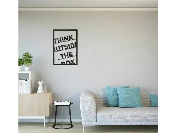 Flash Sale Metalen Decoratie Think Outside The Box 2, Zwart, 50X1,5X70 Cm, Decoratieve Wandplaat