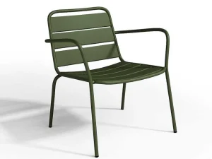 Best Metalen Tuinmeubelset - 2 Lage Stapelstoelen En Een Bijzettafel - Kaki - Mirmande Loungeset