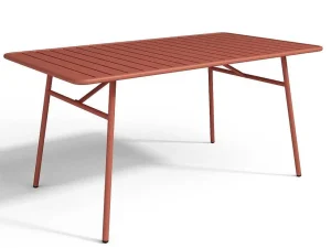 Best Metalen Tuinset - Tafel L.160 Cm Met 2 Stapelstoelen En 4 Stapelstoelen - Terracotta - Mirmande Tuinset