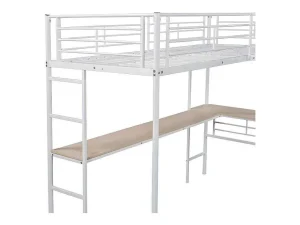 Store Mezzaninebed - 2 Bedden 90X200 Cm - 2 Bureaus Onder Het Bed - Wit Kinderbed Hoogslaper