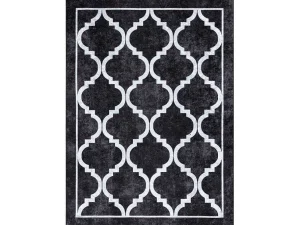 New Miro 51639.806 Tapijt Wasbaar Trellis Geruite Antislip - Zwart 200X290 Cm Groot Tapijt