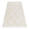 Outlet Modern Tapijt Duke 51245 Creme / Goud - Latwerk, Gestructureerd, Zeer 140X190 Cm Klein Tapijt