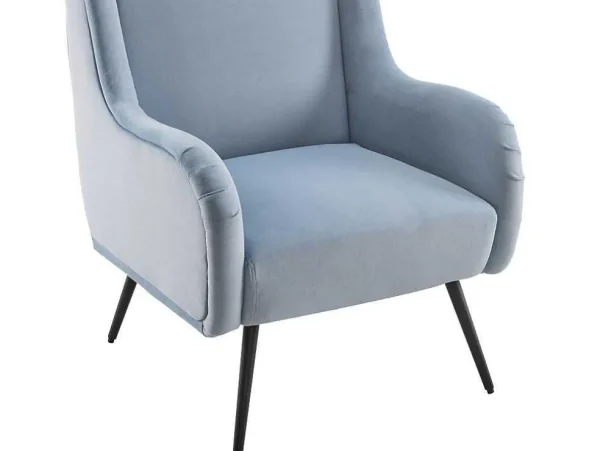 Shop Moderne Loungestoel - Enkele Bank Met Armleuningen - Metalen Poten - Hemelsblauw Fauteuil Stof Fluweel / Suedine