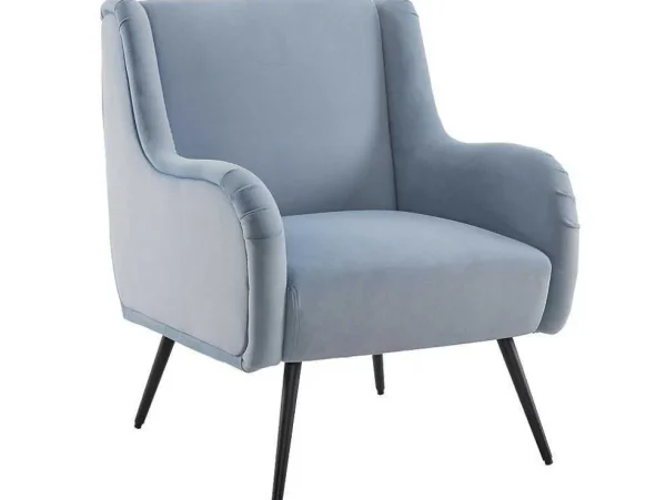 Shop Moderne Loungestoel - Enkele Bank Met Armleuningen - Metalen Poten - Hemelsblauw Fauteuil Stof Fluweel / Suedine