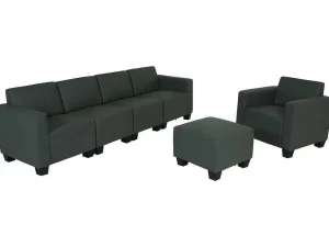 Store Moncalieri Bankstel (4-Delig), Donkergrijs Set Zitbank + Fauteuil