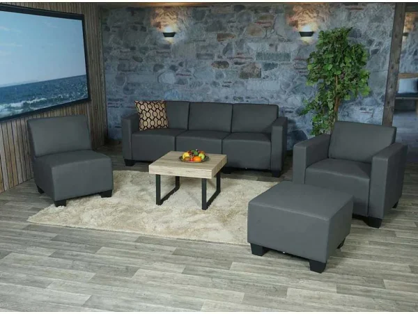 Store Moncalieri Bankstel (4-Delig), Donkergrijs Set Zitbank + Fauteuil