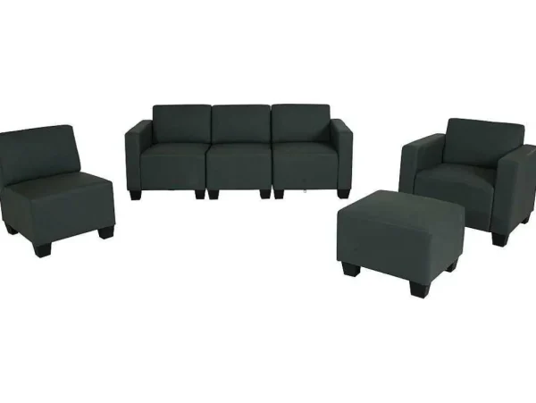 Store Moncalieri Bankstel (4-Delig), Donkergrijs Set Zitbank + Fauteuil