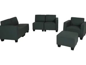 Store Moncalieri Bankstel (4-Delig), Donkergrijs Set Zitbank + Fauteuil