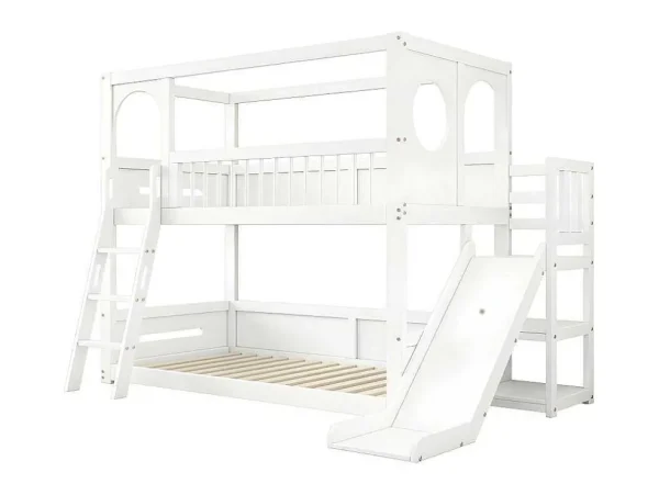 Hot Multifunctioneel Stapelbed Voor Kinderen - Met Ladder En Glijbaan - 2X90X200Cm - Massief Hout - Wit Aanbiedingen: Slaapkamer & Kantoor