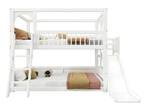 Hot Multifunctioneel Stapelbed Voor Kinderen - Met Ladder En Glijbaan - 2X90X200Cm - Massief Hout - Wit Aanbiedingen: Slaapkamer & Kantoor