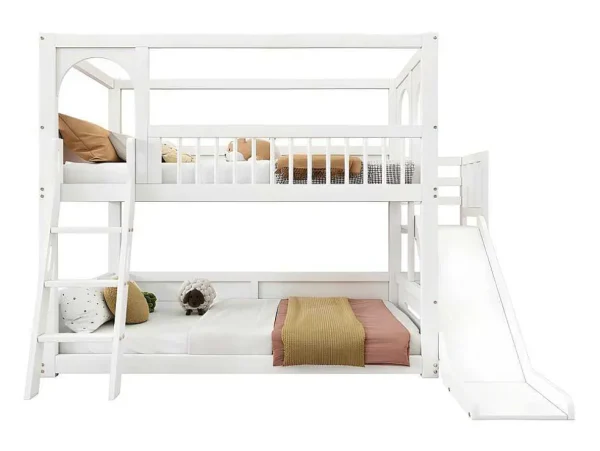 Hot Multifunctioneel Stapelbed Voor Kinderen - Met Ladder En Glijbaan - 2X90X200Cm - Massief Hout - Wit Aanbiedingen: Slaapkamer & Kantoor