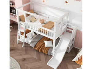 Hot Multifunctioneel Stapelbed Voor Kinderen - Met Ladder En Glijbaan - 2X90X200Cm - Massief Hout - Wit Aanbiedingen: Slaapkamer & Kantoor