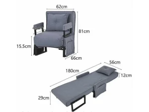 Cheap Multifunctionele Ligstoel Met Kussen - Om Te Bouwen Tot Fauteuil - Linnen Stof - Grijs Uitklapbare Fauteuil