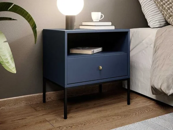 Cheap Nachtkastje Bogdan - 1 Lade En 1 Nis - Blauw Nachtkastje