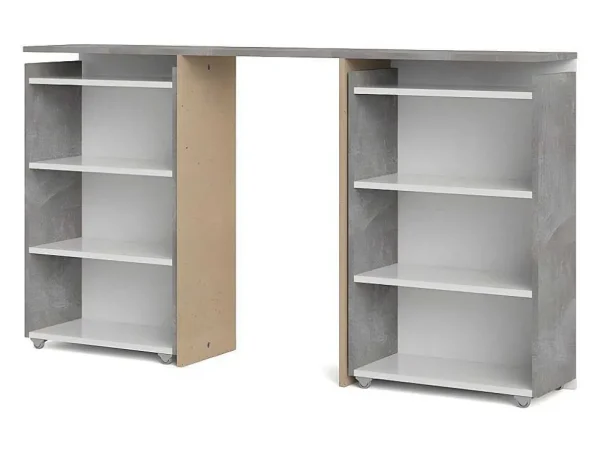 Store Nada Hoofdbord Met Opbergruimte 140 Cm, Betondecor/Wit Hoogglans. Hoofdeinde En Brugkast