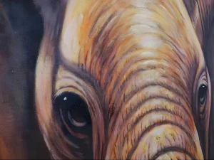 Sale Olieverfschilderij Close-Up Olifant Handgeschilderd Schilderij