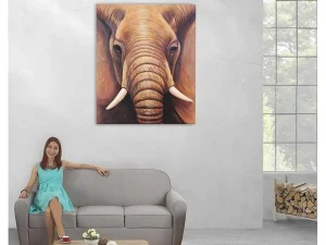 Sale Olieverfschilderij Close-Up Olifant Handgeschilderd Schilderij