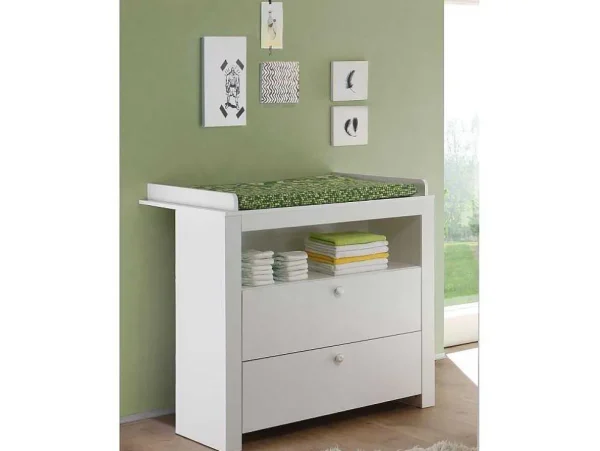 Outlet Olja Commode Met 2 Lades En 1 Plank, Wit. Babymeubel