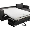 New Omkeerbare Express-Hoekslaapbank Van Antracietgrijs Ribfluweel - Bed Met Brede Latten 140 Cm - Matras 14 Cm Loreto Speciale Modellen Zitbanken & Fauteuils