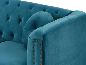 Shop Omkeerbare Hoekbank Van Blauwgroen Velours Turner Chesterfield Zitbank