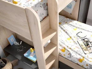 Shop Omkeerbare Hoekstapelbed Ricardo - 2 X 90X190Cm - Opbergruimte - Grijs En Antraciet Kinderbed