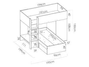 Shop Omkeerbare Hoekstapelbed Ricardo - 2 X 90X190Cm - Opbergruimte - Grijs En Antraciet Kinderbed