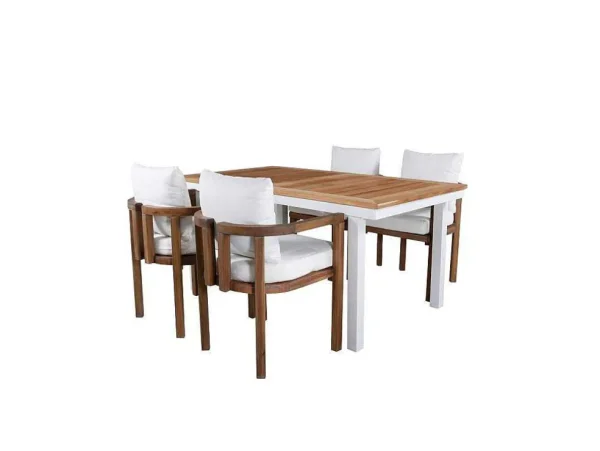 Cheap Panama Tuinmeubelset Tafel 90X152/210Cm En 4 Stoel Erica Naturel, Wit. Loungeset