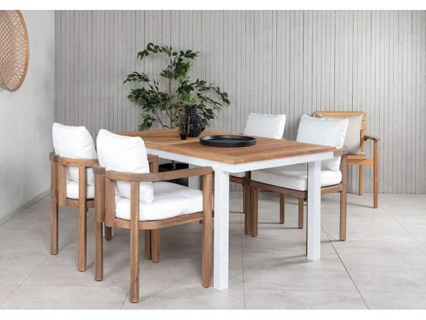 Cheap Panama Tuinmeubelset Tafel 90X152/210Cm En 4 Stoel Erica Naturel, Wit. Loungeset