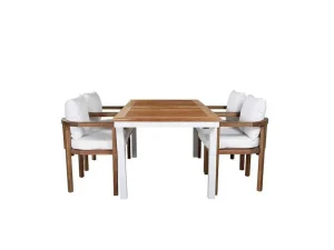 Cheap Panama Tuinmeubelset Tafel 90X152/210Cm En 4 Stoel Erica Naturel, Wit. Loungeset