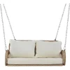 Outlet Pe Rotan Hangstoel - Tuinschommel - 2 Plaatsen - Met Kussens - Beige Hangstoel