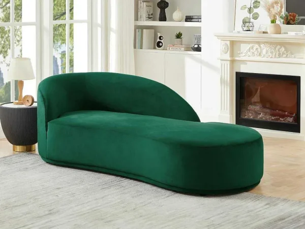 Outlet Rechtse Chaise Longue Met Bekleding In Groen Fluweel Lonigo Van Chaise Longue