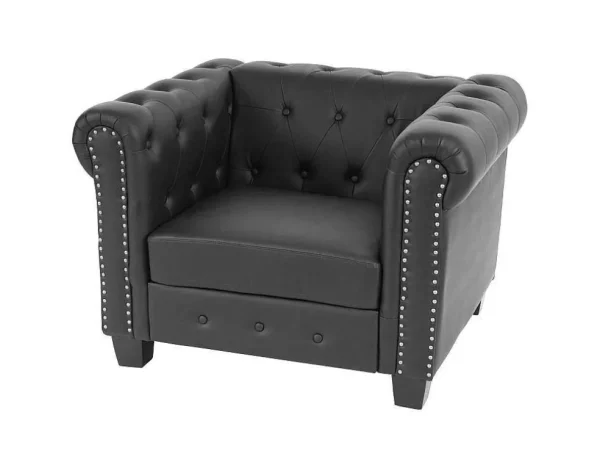 Best Sale Relaxfauteuil Edinburgh Ronde Poten, Vierkante Voet, Zwart Fauteuil Met Holle Rugleuning