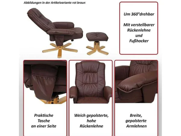 Shop Relaxfauteuil H56 Met Kruk, Bordeaux Fauteuil Kunstleer