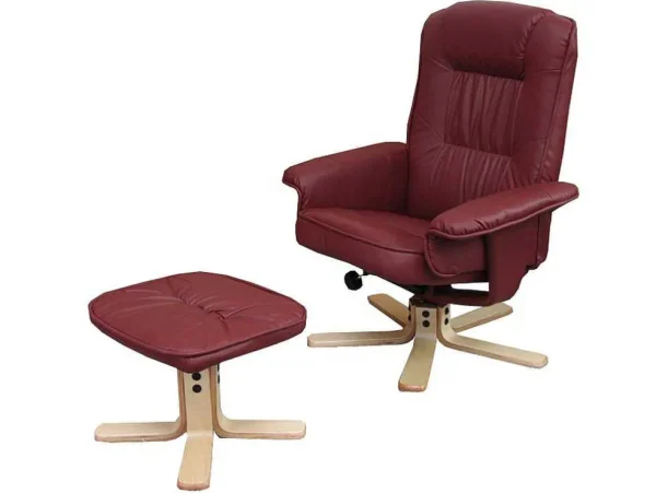 Shop Relaxfauteuil H56 Met Kruk, Bordeaux Fauteuil Kunstleer