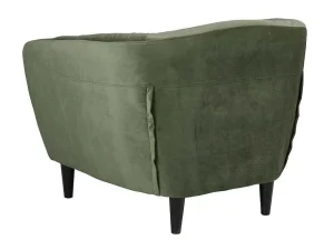 Clearance Rita Fauteuil Bosgroen, Rubberhout Zwart. Fauteuil Met Holle Rugleuning