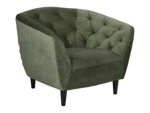 Clearance Rita Fauteuil Bosgroen, Rubberhout Zwart. Fauteuil Met Holle Rugleuning